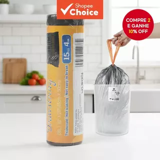  Sacos de Lixo Extra Resistentes com Cordão para Uso Doméstico 20/30/50/80/100/120L