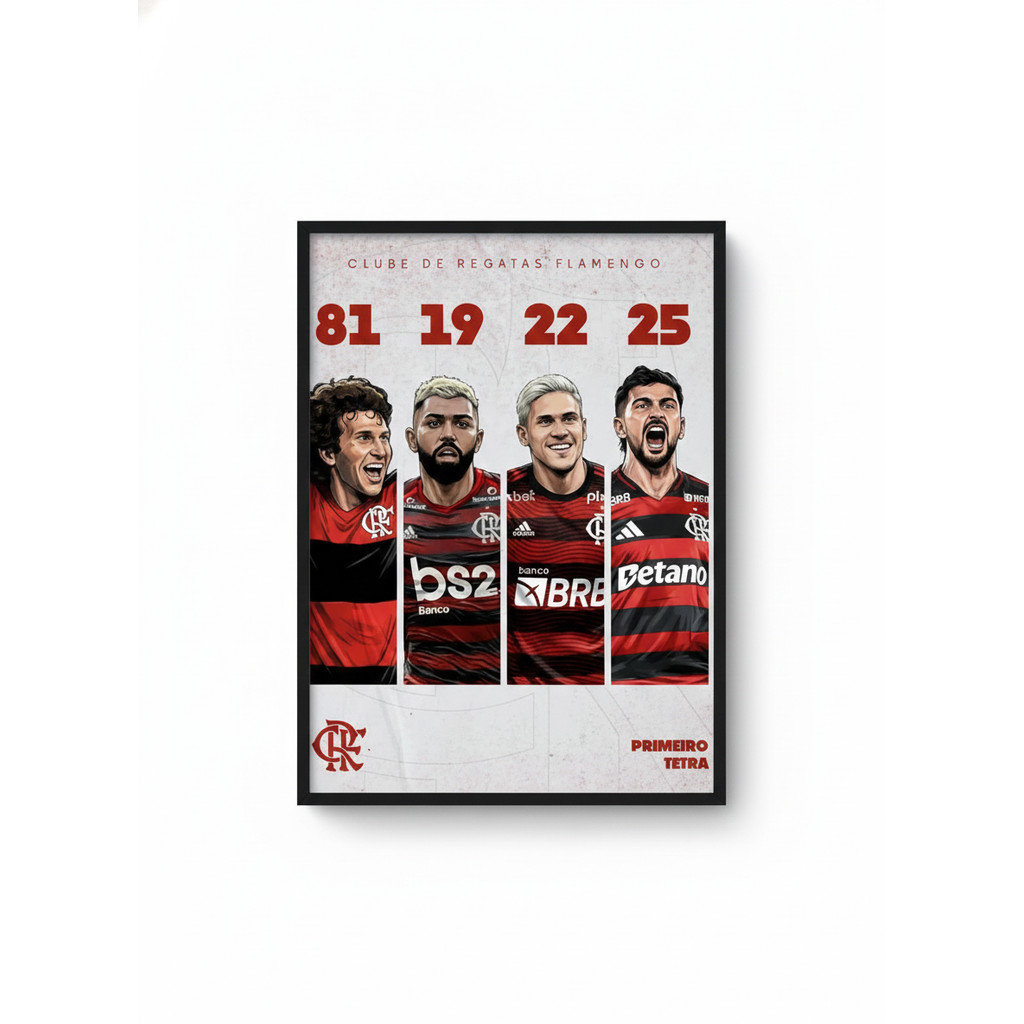 Quadro Decorativo Flamengo 1 Peça Rubro Preto Libertadores 2025