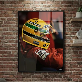 Quadro Decorativo Grande 60x90 Ayrton Senna Formula 1 Com Vidro e Moldura