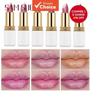 Batom SAM SUGAR Pure Shimmer , Brilho À Prova D'água De Alto , Hidratante De Longa Duração , Para Todos Os Tons De Pele em Oferta na Shopee