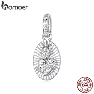 Bamoer 925 Prata Esterlina Charme Pingente De Coração Sagrado Faça Você Mesmo Para Pulseira Presentes Mulheres em Oferta na Shopee