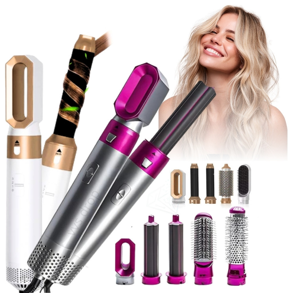Escova Secadora Alisadora 5 em 1 Babyliss Modelador de Cachos Potente ...