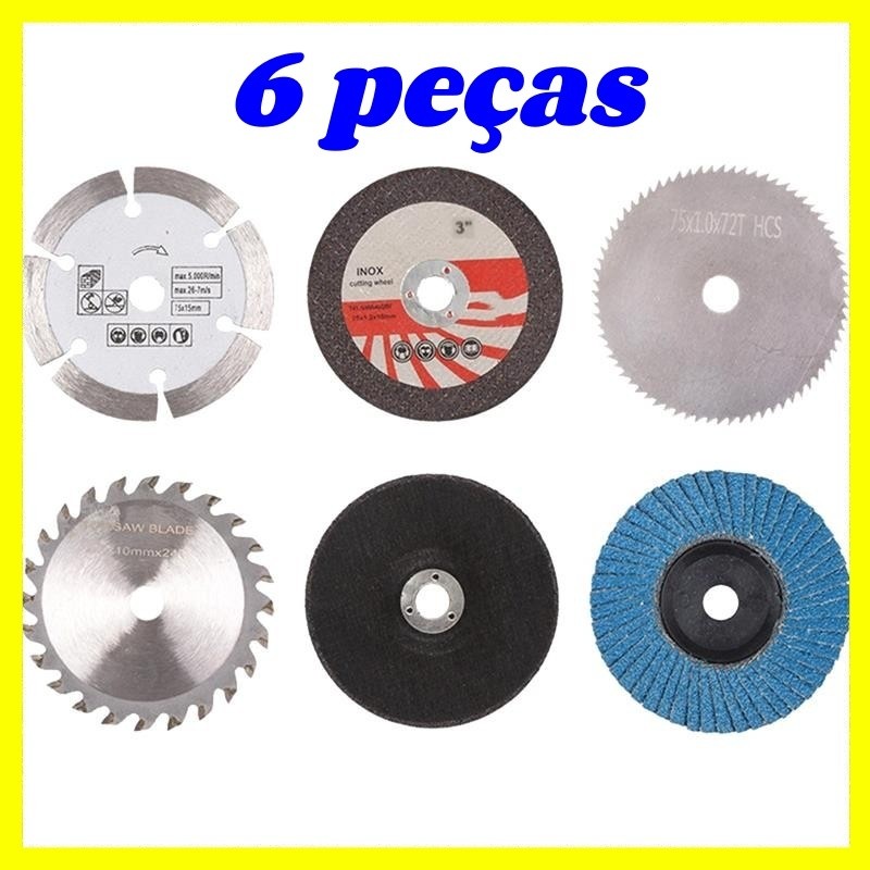 Lâmina de serra 75mm, 6 peças, furo de 10mm, serra Circular de Metal, serra plana, disco de corte especial