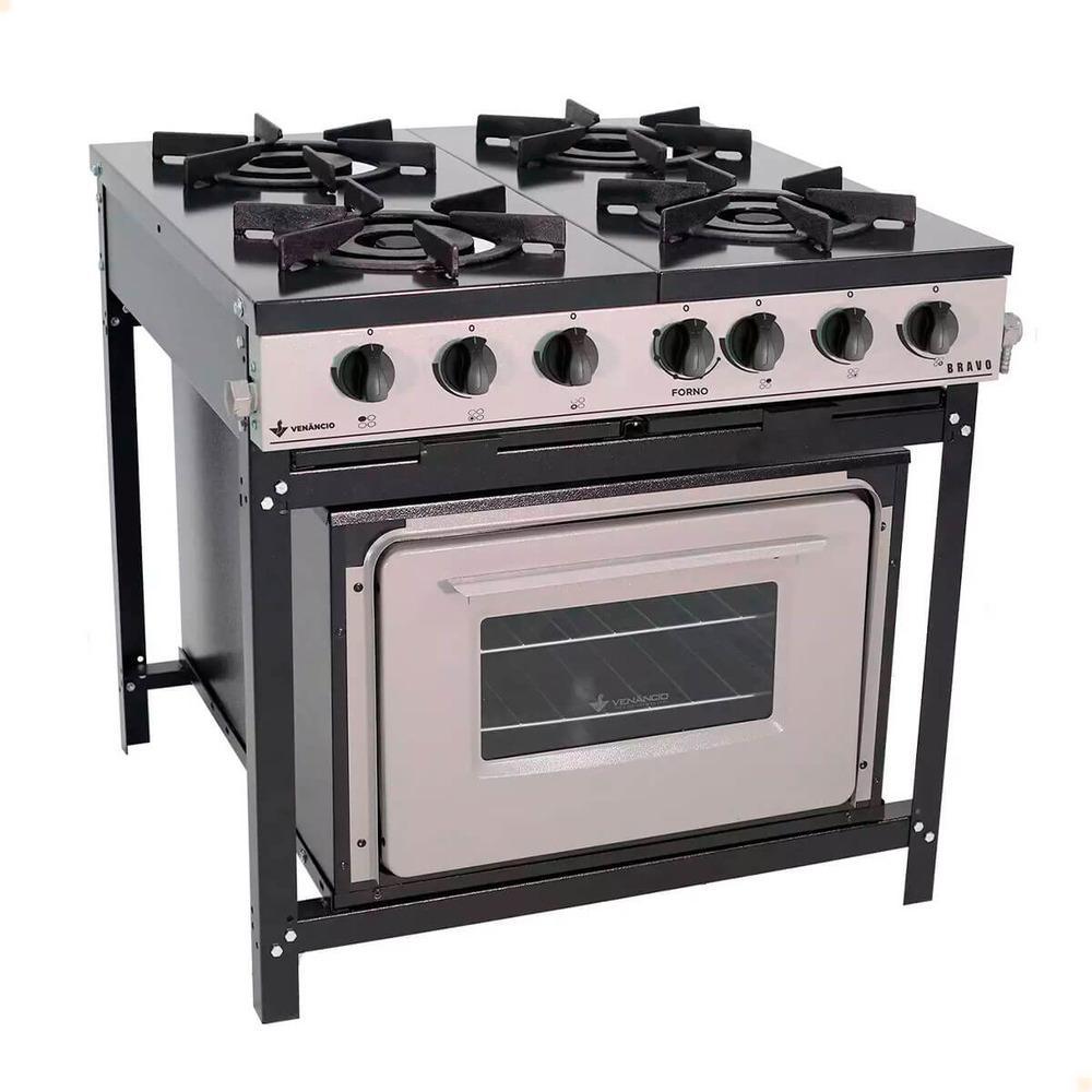 Fogão Industrial 4 Bocas Com Forno Linha Bravo Br4bf - Venân