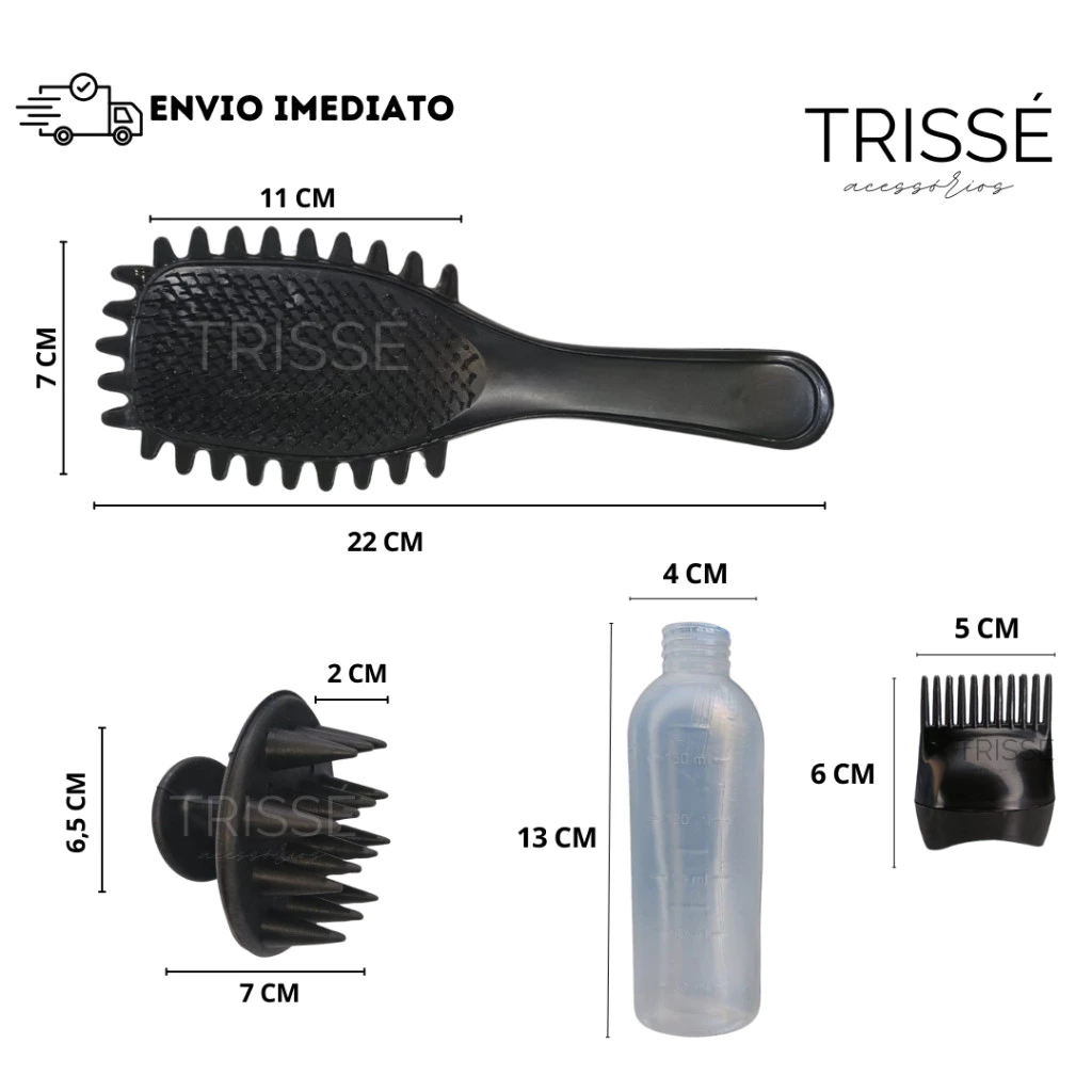 Kit Hidrata Cachos com Escova Desembaraçam-te Massageador Capilar e Frasco Aplicador de Tintura