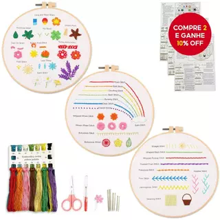 Kit de Prática de Bordado para Iniciantes com 30 Técnicas de Costura e Artesanato em Oferta na Shopee