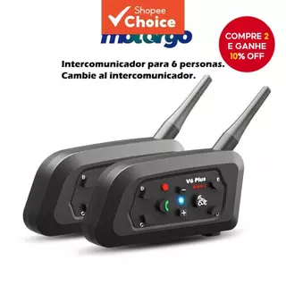 Motocicleta Bluetooth 5.1 Capacete Fone De Ouvido Interfone 6 Piloto À Prova D'água walkie-talkie MP3 Acessórios Para De em Oferta na Shopee