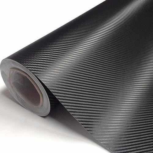Envelopamento Fibra Carbono Preto 1Mx30Cm Para Coluna Carro