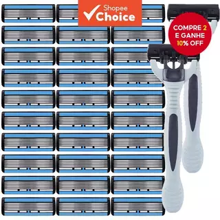 Aparelho De Barbear Premium Manual Com Design De Porcelana Azul E Branca - Lâminas De 6 Camadas Para Um Barbeado Suave em Oferta na Shopee