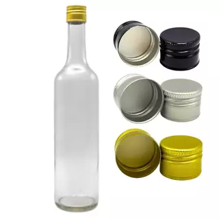 12 Garrafas de Vidro 750 ml Com Tampa Rosca Metálica Dourada Prata Preta