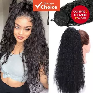 Extensões De Rabo De Cavalo Sintético Longo Crespo Encaracolado Ondulado Clipe Com Cordão Para Uso Diário Feminino em Oferta na Shopee