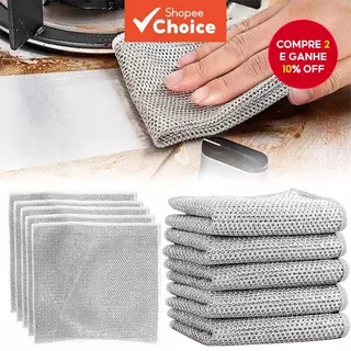 Escovas De Pano De Prato De Fio De Metal Prateado Dez Peças Para Lavar Louça Eficiente em Oferta na Shopee