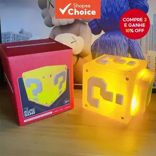 Novo Super Mario Bros LED Ponto De Interrogação Tijolo Luz Noturna Carregamento USB Lâmpada Mesa Decorativa em Oferta na Shopee