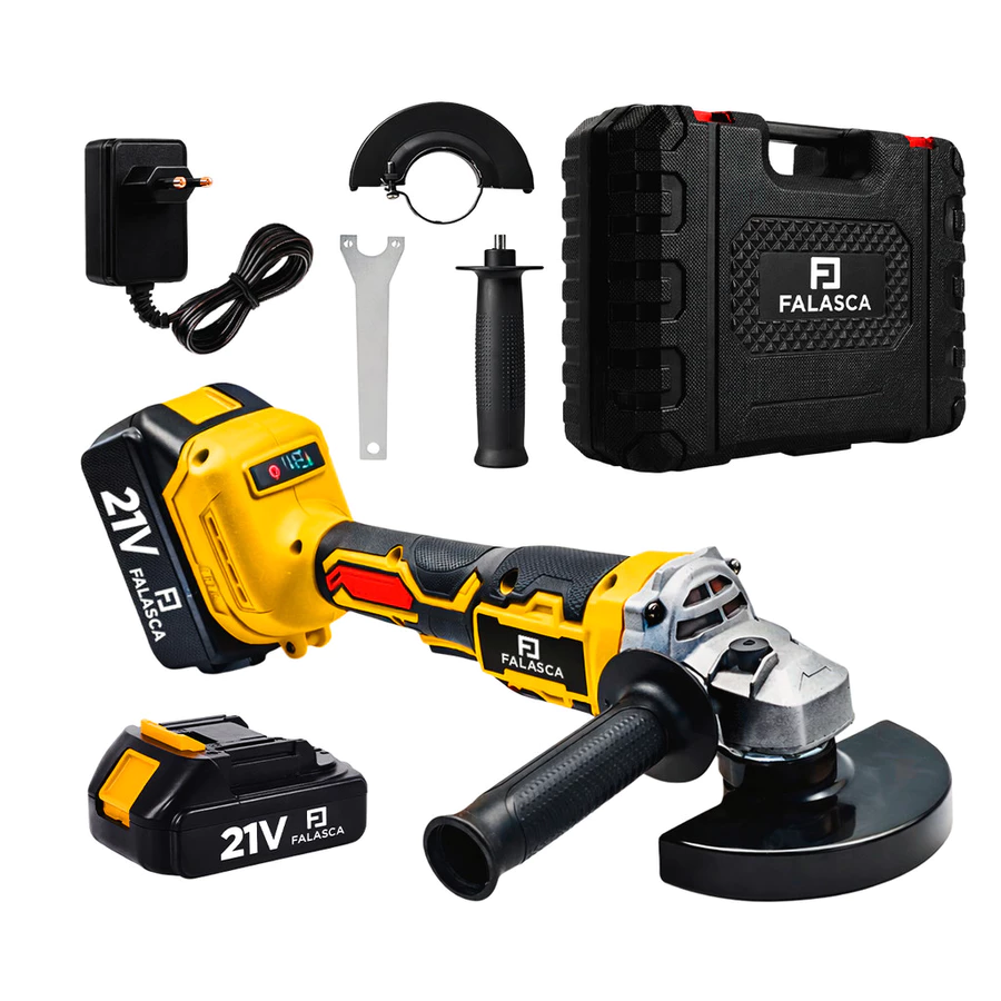 KIT ESMERILHADEIRA BATERIA 21V ANGULAR 4.1/2 PROFISSIONAL 125MM 9500 RPM FAG21B1 5166 - FALASCA