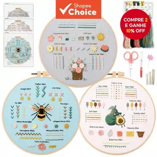 Pacote de Material para Bordados para Iniciantes, 28 Agulhas para Prática em Oferta na Shopee