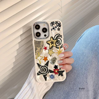 Capinha silicone Fosco Anti-impacto estrelas coloridas estilo swirl IPhone 17 air 13 12 11 14 15 16 Pro MAX XR XS Caso