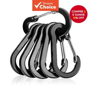 6pcs Mosquetões De Alumínio-5 # Forma De Cabaça Plana Com Mola De Gancho Em S , Clipes De Chaveiro Ao Ar Livre Para Engr em Oferta na Shopee
