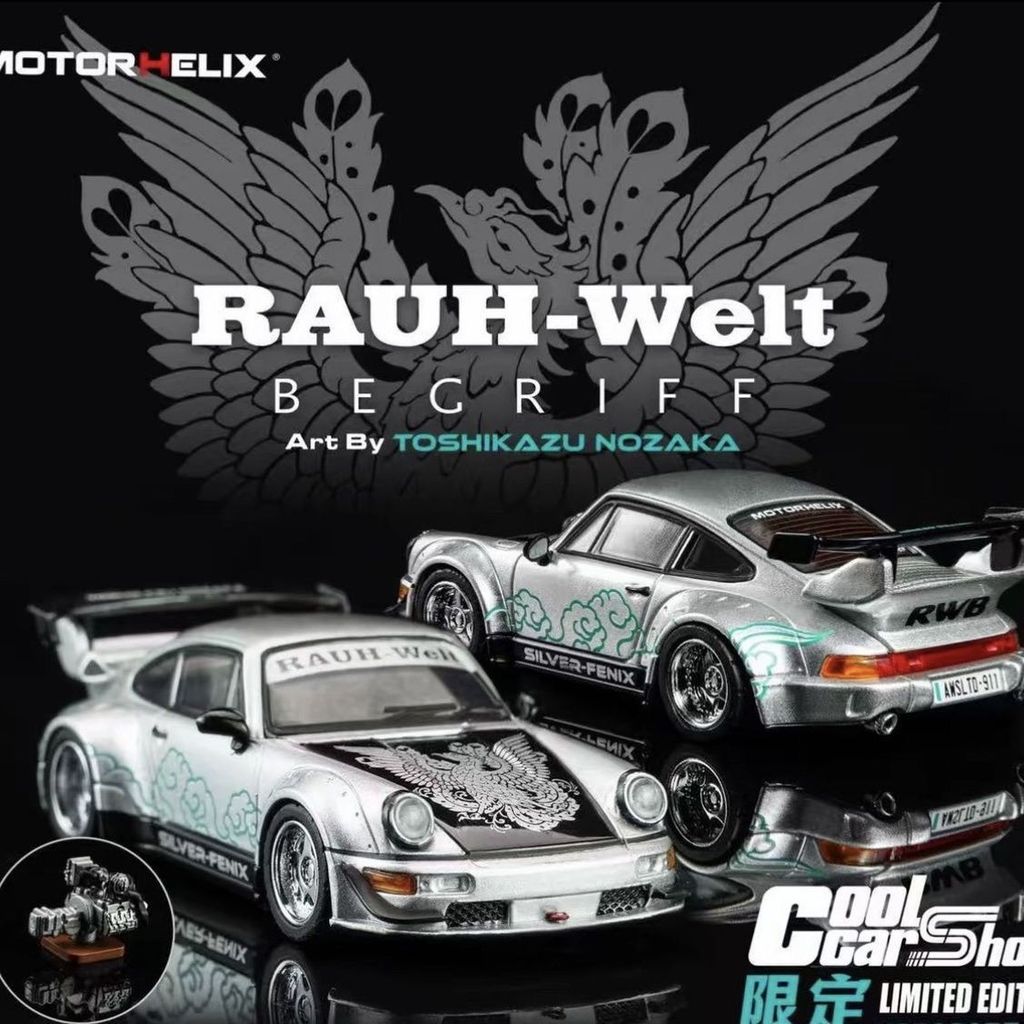 MOTORHELIX RWB 964 シルバー ミニカー Motorhelix-MH 1/64 Porsche RWB 964 Silver Phoenix limited edition