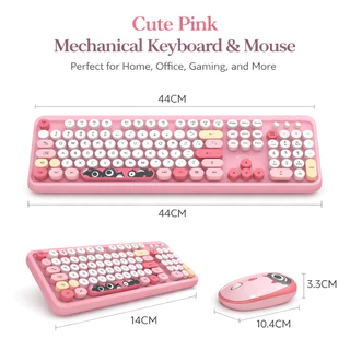 Kit Teclado e Mouse Sem Fio Retrô - Teclas Redondas ABNT2 (Silencioso)
