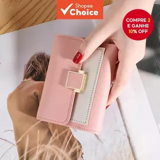 Mini Carteira Feminina Bloco De Cores Estilo Coreano Bonito Curto Moeda Bolsa Titular Do Cartão De Estudante em Oferta na Shopee