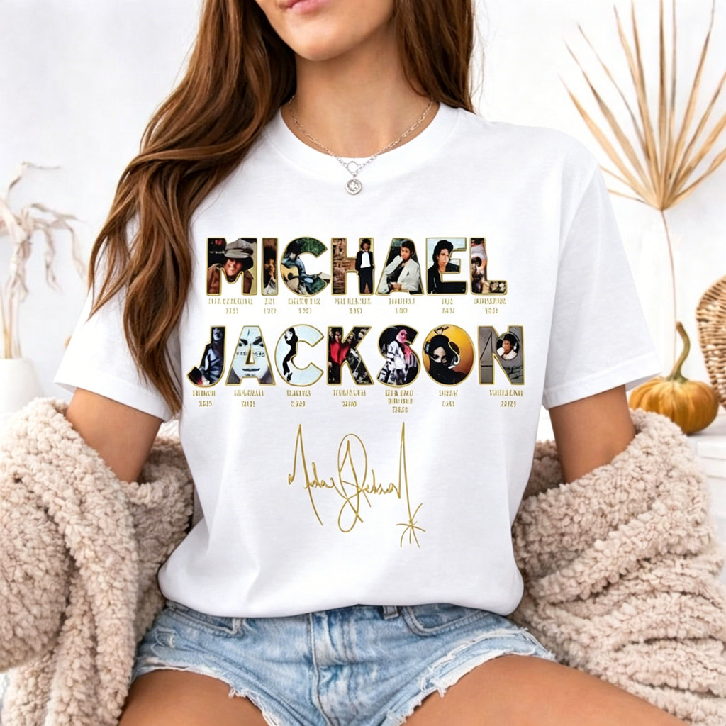 Camiseta Michael Jackson Luva Gráfico Assinatura Vintage 90s