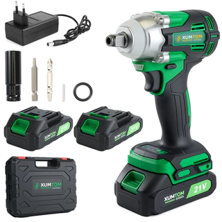 Chave de Impacto 450NM Elétrica Sem Fio Parafusadeira 21V Brushless Com Maleta 2 Baterias Bivolt em Oferta na Shopee