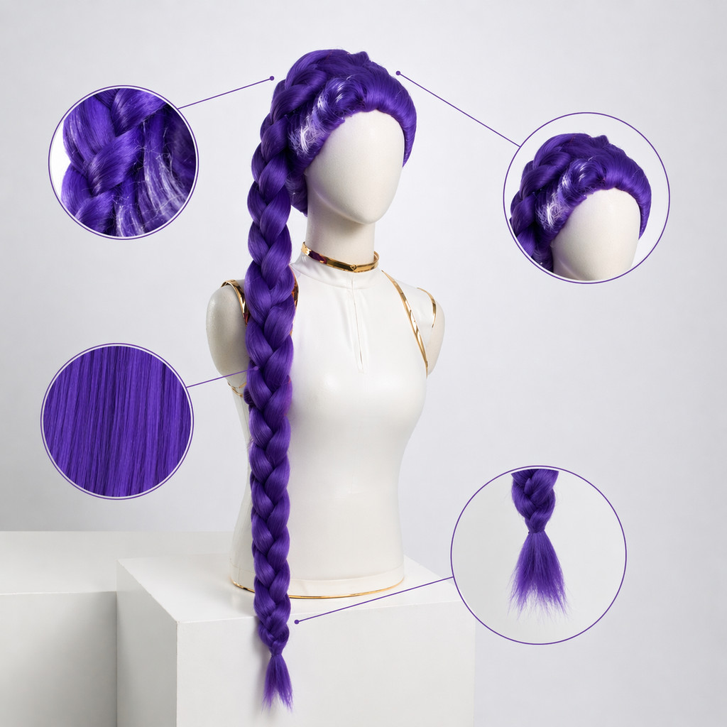 Peruca Guerreiras do Kpop Cosplay Peruca Rumi Roxo Cabelo Longo Trança ...