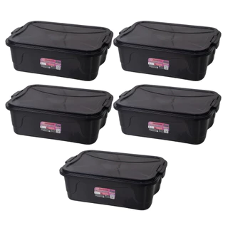 Kit 5 Caixa Organizadora Multibox 9L Com Tampa E Trava Black em Oferta na Shopee
