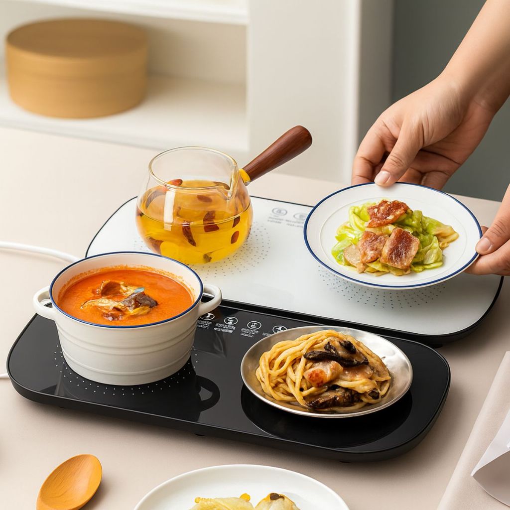 Bandeja Aquecedora de Alimentos Elétrico Branco | Placa de Mesa Digital 110V / 220V Cor Branca