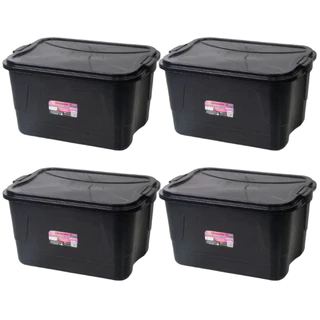 Kit 4 Caixa Organizadora Multibox 15L Com Tampa E Trava Black em Oferta na Shopee