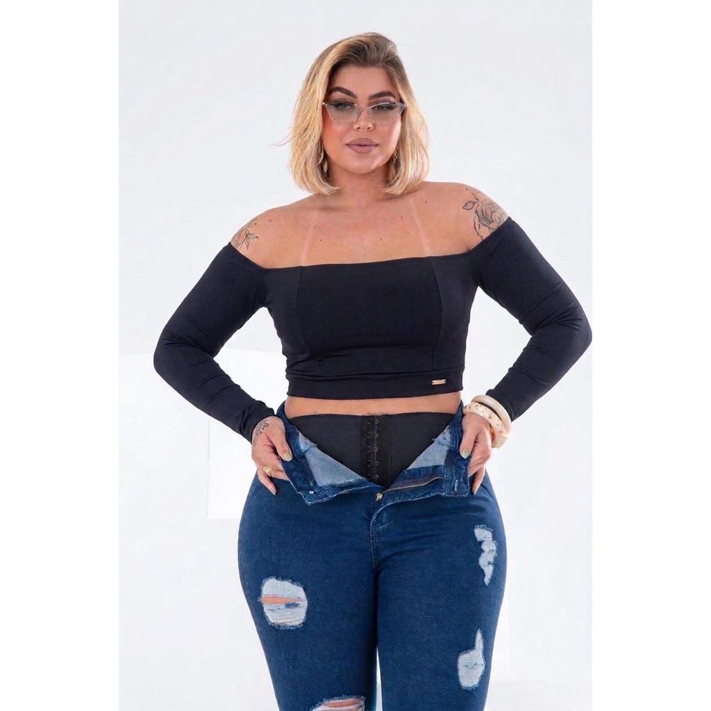Cropped Top Ciganinha Manga Longa Hialy Poliamida 1405 | Shopee Brasil