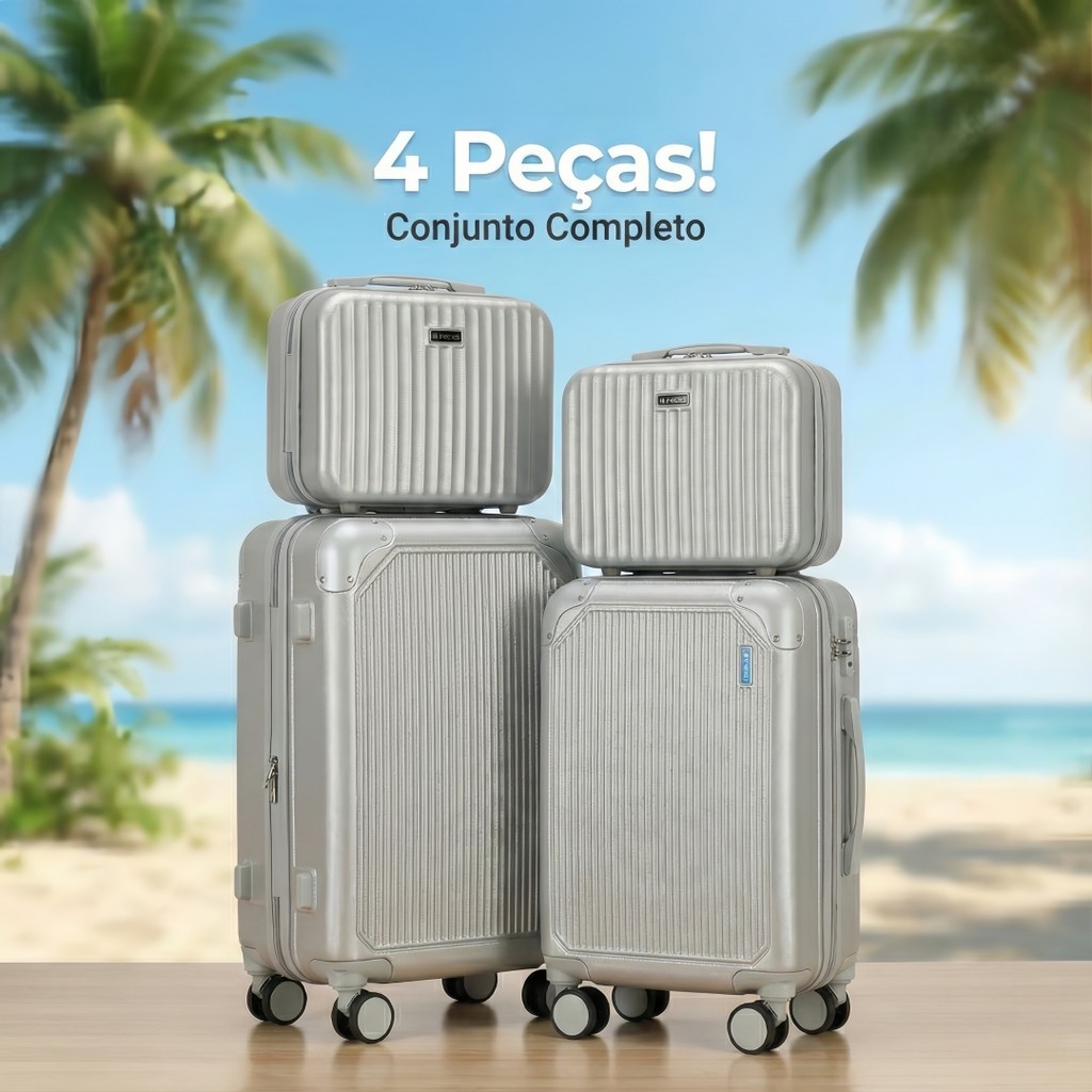 Conjunto de Malas para Viagem 4 Peças com Carrinho Retrátil e Giro 360 ...