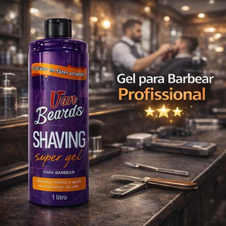 Kit 3 Unidades Shaving Super Gel Van Beards 1L – Ideal para Revenda