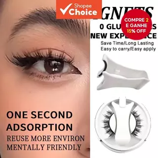 4 Peças (1 Conjunto) Cilios Magnéticos 3d Falsos Clip-on Reutilizáveis À Prova D'água Sem Necessidade de Adesivo