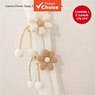 Tieback De Cortina De Flor De Desenho Animado , Clipe De Fivela De Janela De Tecido Com Suporte De Pérola , 8 Cm De Diâm