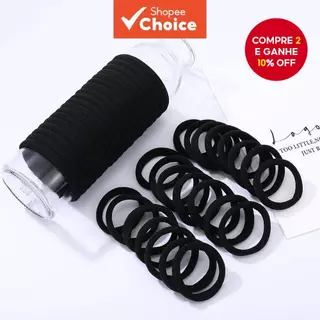 Novo 100 Peças Elástico De Cabelo Preto Para Mulheres Meninas Rabo De Cavalo/Acessórios em Oferta na Shopee