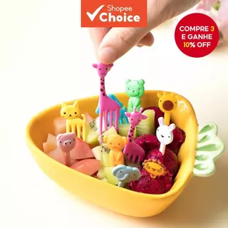 10 Pçs Garfos De Frutas Animais Para Crianças Mini Lanche Picareta Decoração De Festa Cor Aleatória Utensílios De Mesa D em Oferta na Shopee