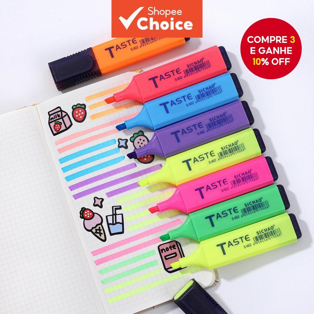 4/6/8PCS Caneta Marca-Texto Fluorescente Ponta Larga Marcadores de ...