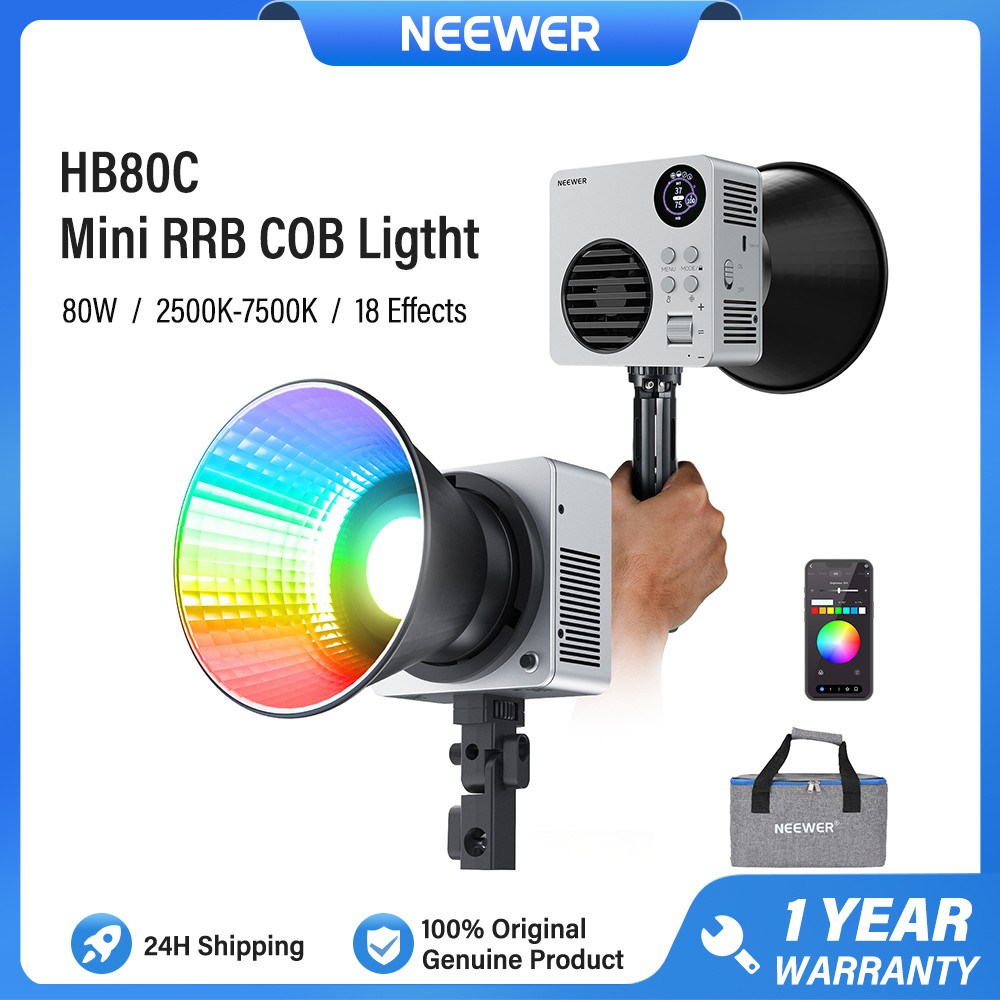 NEEWER 80W Mini RGB COB LED Luz De Vídeo , Com Bateria De 72 Wh Integrada E Carregamento Rápido PD De 100 W , Holofote D