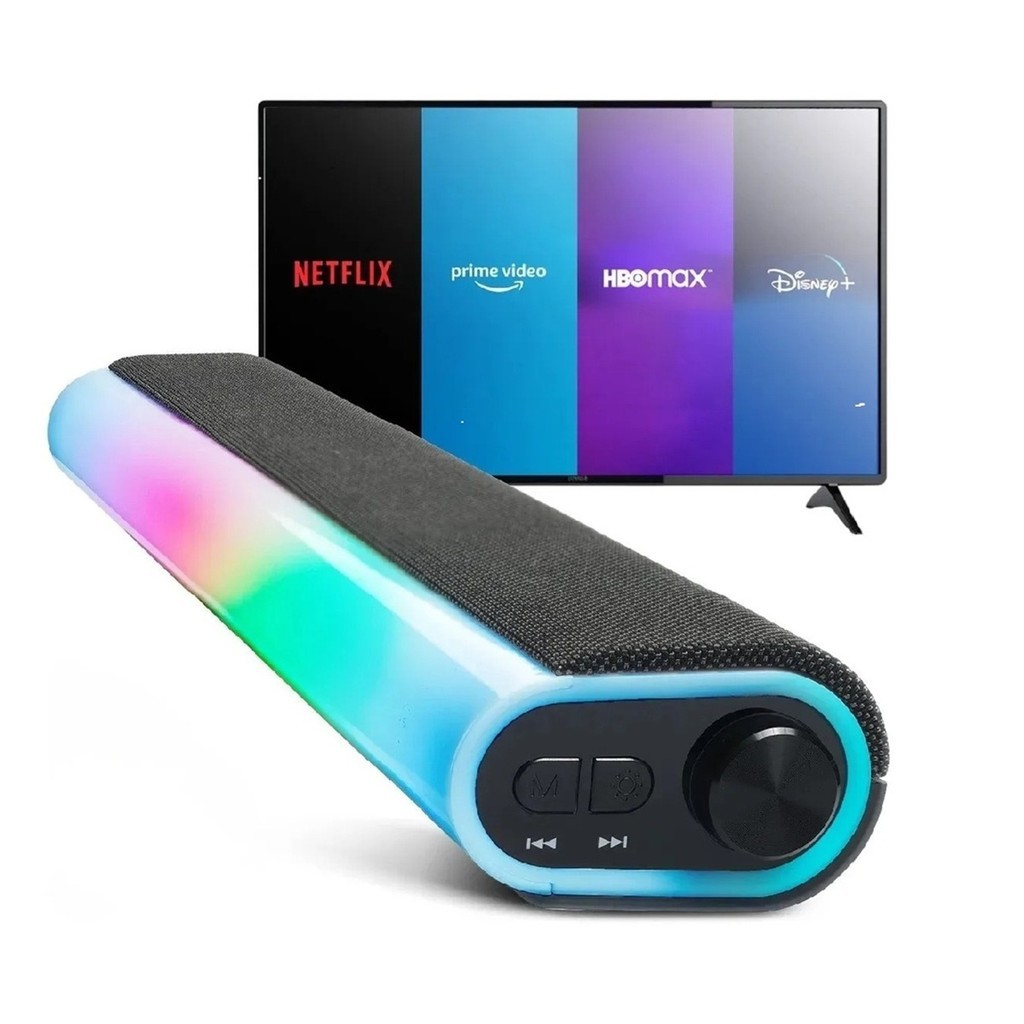 Foto de Caixa De Som Bluetooth Soundbar Sem Fio RBG P2 Tv Smart Pc Notebook Sd Usb