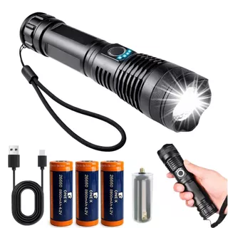 Lanterna Tática T9 Super Potente Recarregável USB LED XHP50 Alta Potência Mais Forte Do Mundo