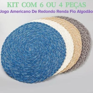 Jogo Americano Descanso kit 6 4 E 2Un 38Cm Renda Fio Algodão Redondo Para Mesa De Jantar em Oferta na Shopee