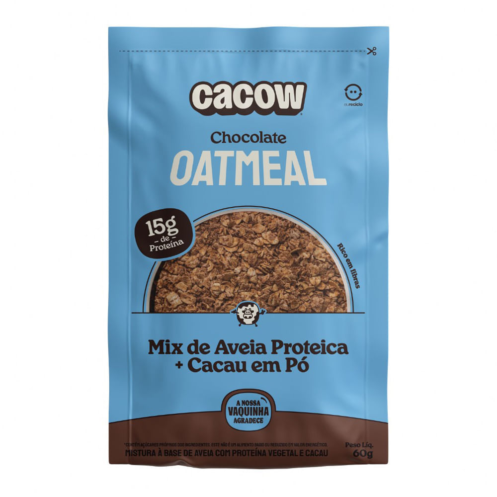 Mix de Aveia Proteica CaCow Oatmeal Chocolate Cacau em Pó com 15g de ...