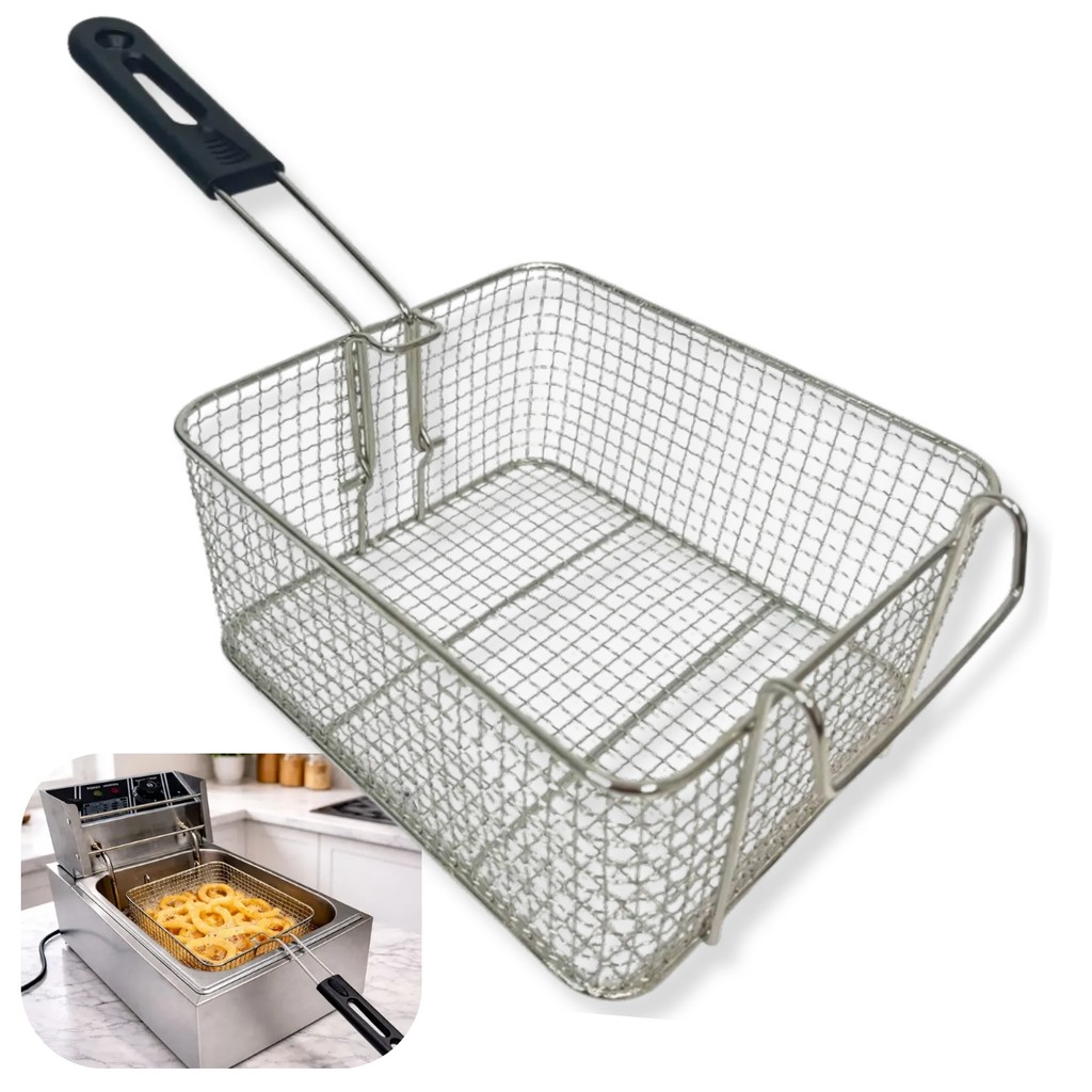 Cesto De Fritadeira Aramado Resistente Retangular 5/6 Litros