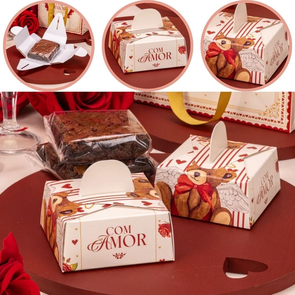 10 CAIXA P/ BROWNIE 7X7cm 5866 DOLCE AMORE ( NAMORADOS JANGO