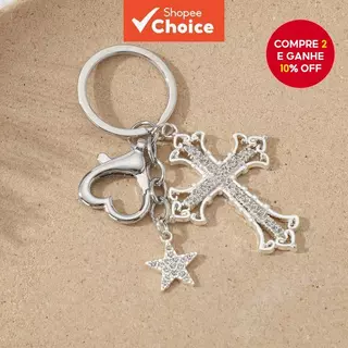 Y2K Cross Star Pretty Keychain Religious Good Gift Conjunto De Jóias Feitas A Mão em Oferta na Shopee