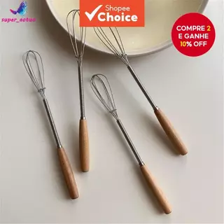 Mini Batedor De Ovos Manual De Aço Inoxidável , Portátil , Cozinha , Creme , Manteiga , Batedores Com Cabo De Madeira em Oferta na Shopee