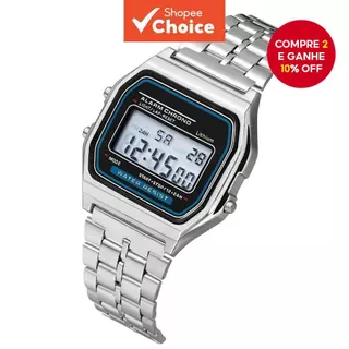 Relógio Unissex Vintage WR-Prata Com Fundo Branco , Números Pretos , Tela LED , Estilo Retrô (Não À Prova D'água) em Oferta na Shopee