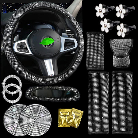 Capa de Cinto de Segurança de Carro com Diamante Completo Almofadas de Ombro Conjunto de Acabamento Interno de Carro
