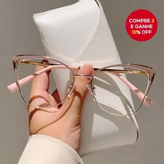 Óculos de Moda Gato com Armação Metálica Anti Luz Azul e Anti Radiação UV em Oferta na Shopee